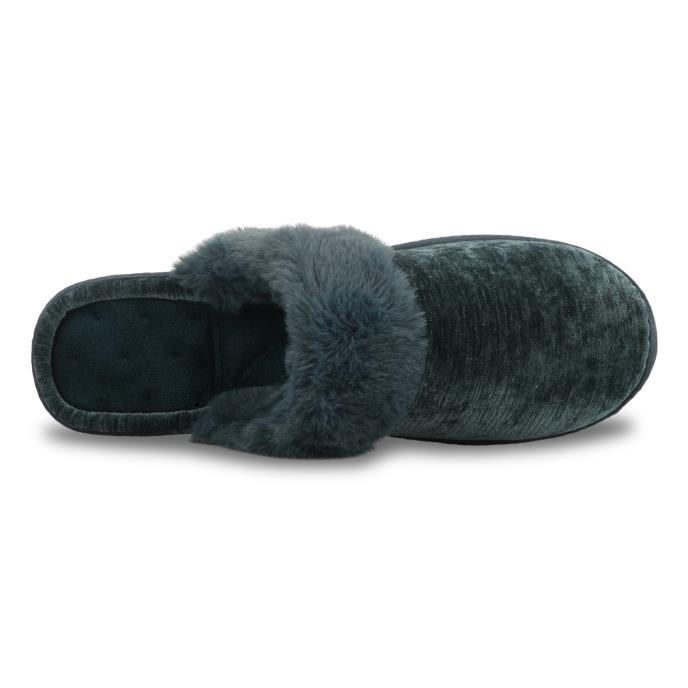 Isotoner® Ladies Sparkle Heeled Mule Slipper Green Extra Image 4